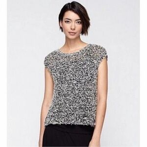 Eileen Fisher Cotton Blend Tufted Twist Cap Sleeve Knit Top Size Medium